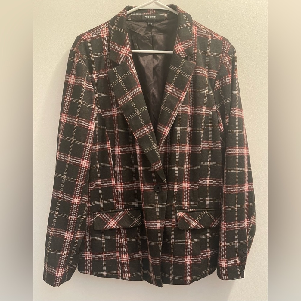 Torrid 2 Plaid Blazer Lined Jacket Plus Size 2X